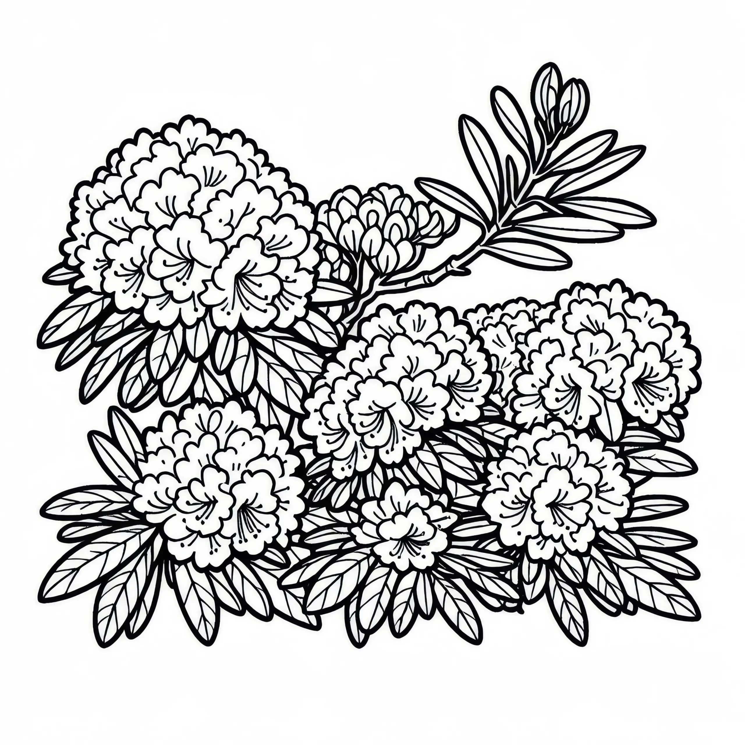 Rhododendron Malvorlage für Sträucher – Kostenlos (Ausmalbild)