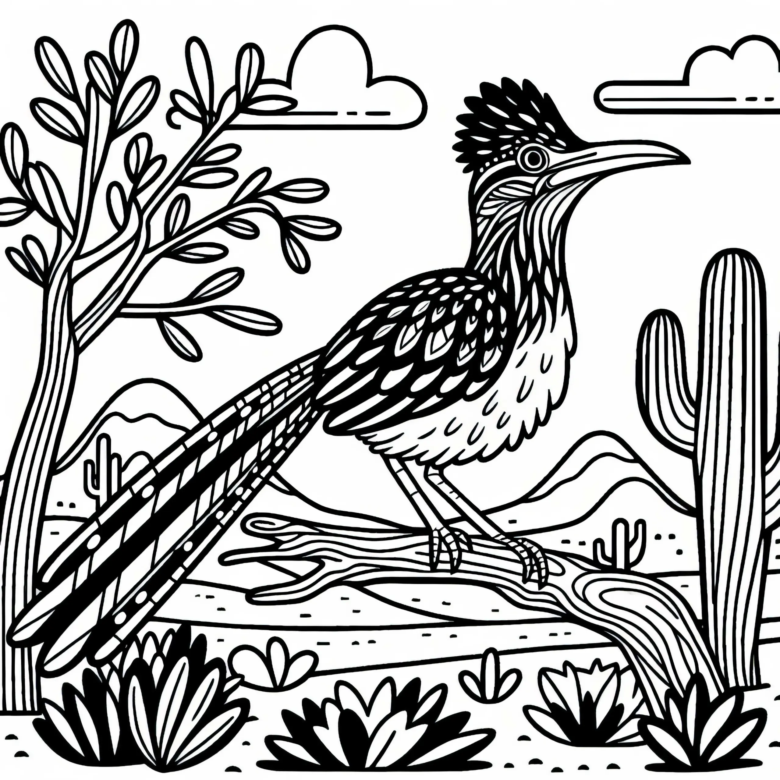 Greater Roadrunner Vogel aus Nordamerika Malvorlage (Ausmalbild)
