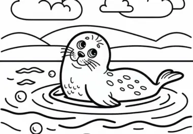 Robbe hebt neugierig Kopf aus Wasser – Ausmalbild kostenlos