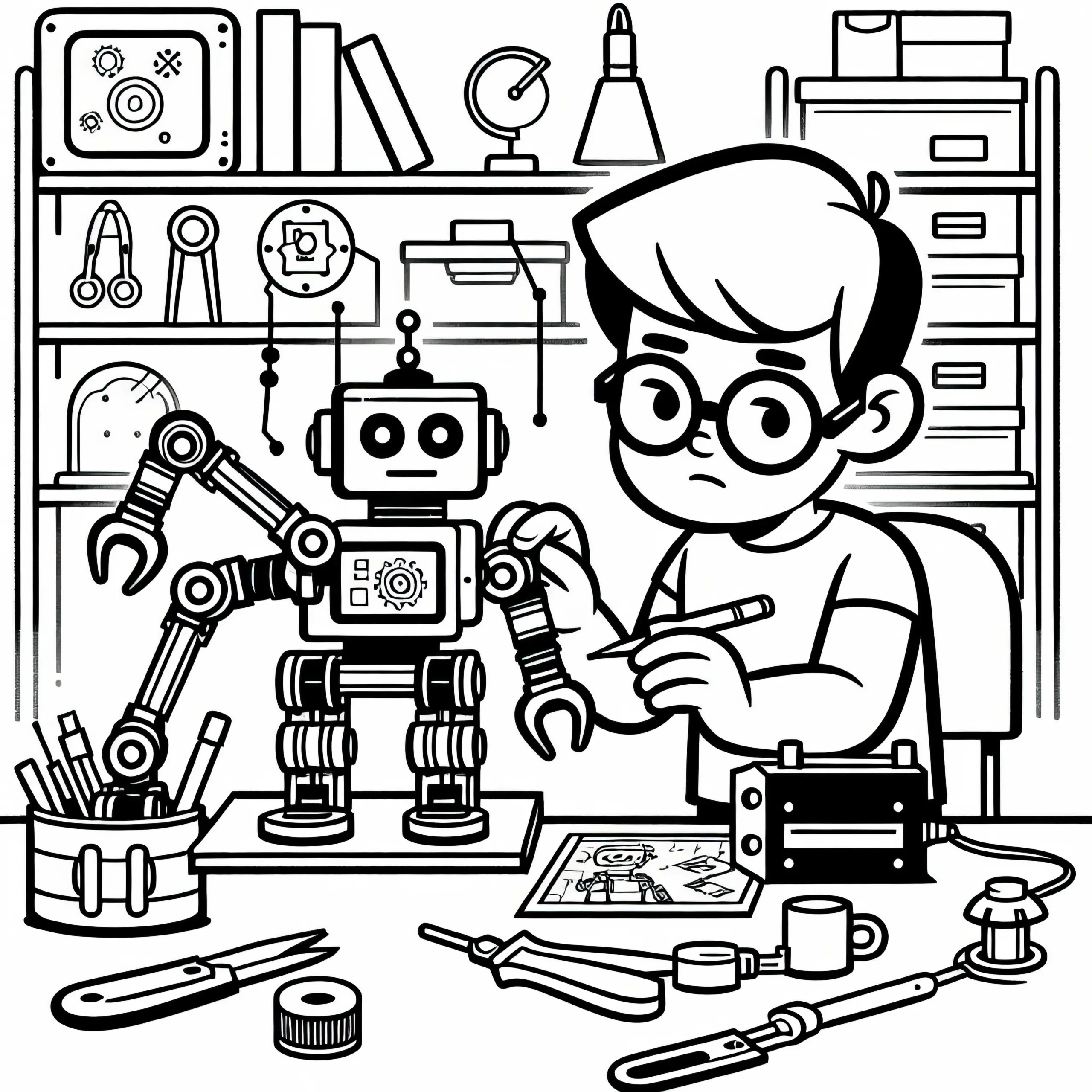 Roboterentwickler Malvorlage (Ausmalbild)