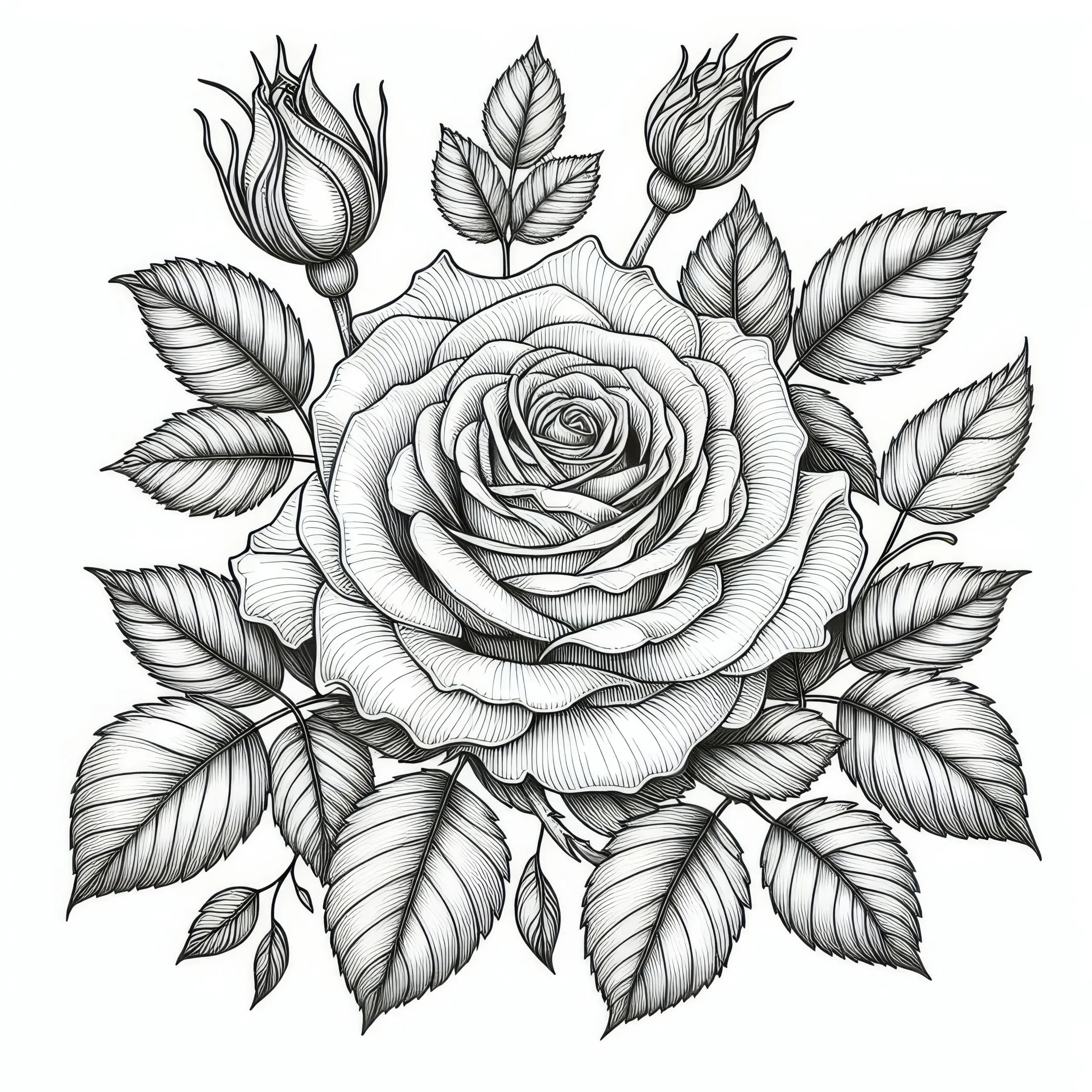 Romantische Rose zum Valentinstag: Gratis Malvorlage zum Download (Ausmalbild)