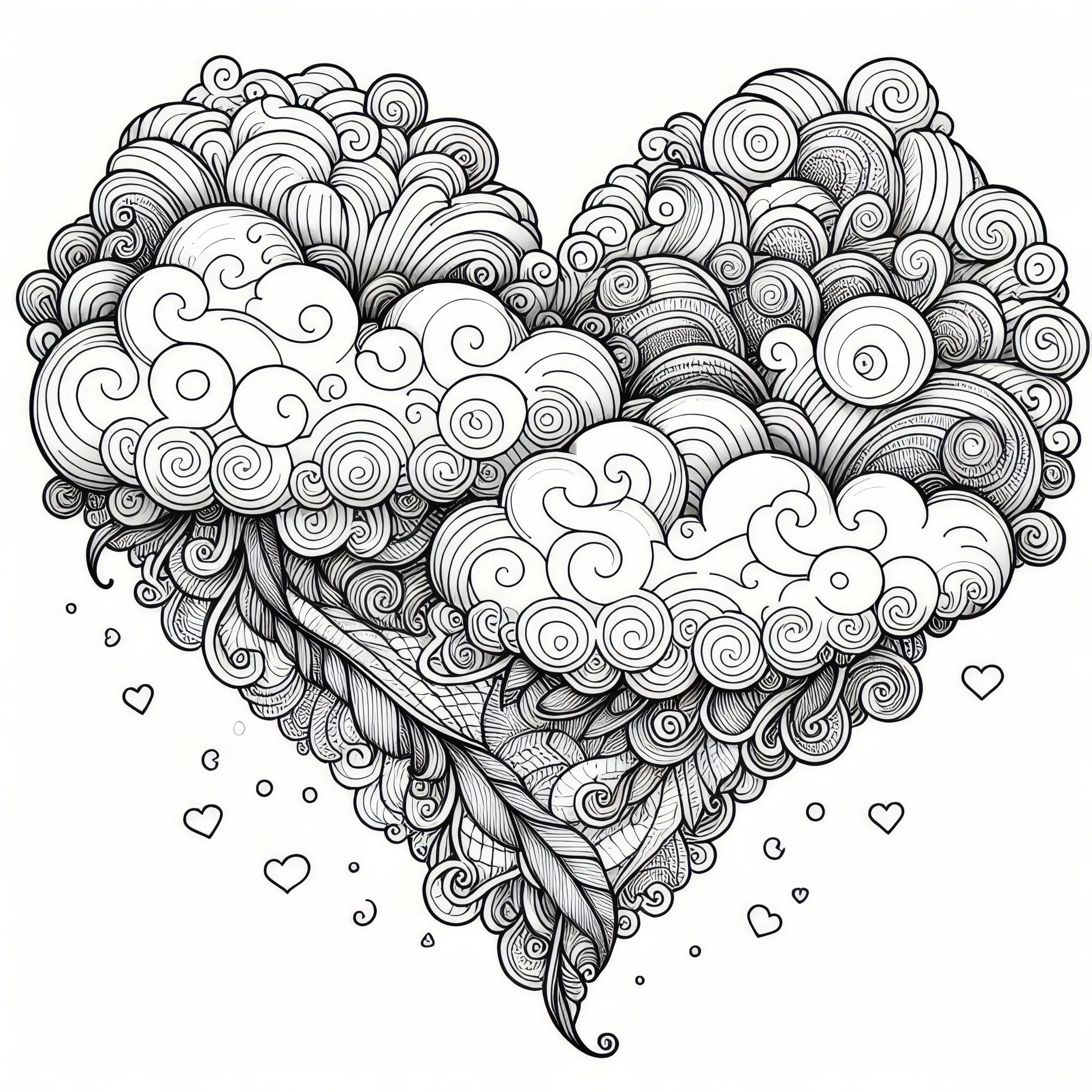 Romantische Wolke in Herzform: Ausmalbild zum Valentinstag (Kostenlos)