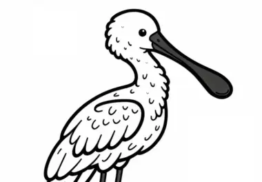 Ausmalbild eines Rosa Spoonbills – Vogel aus Südamerika