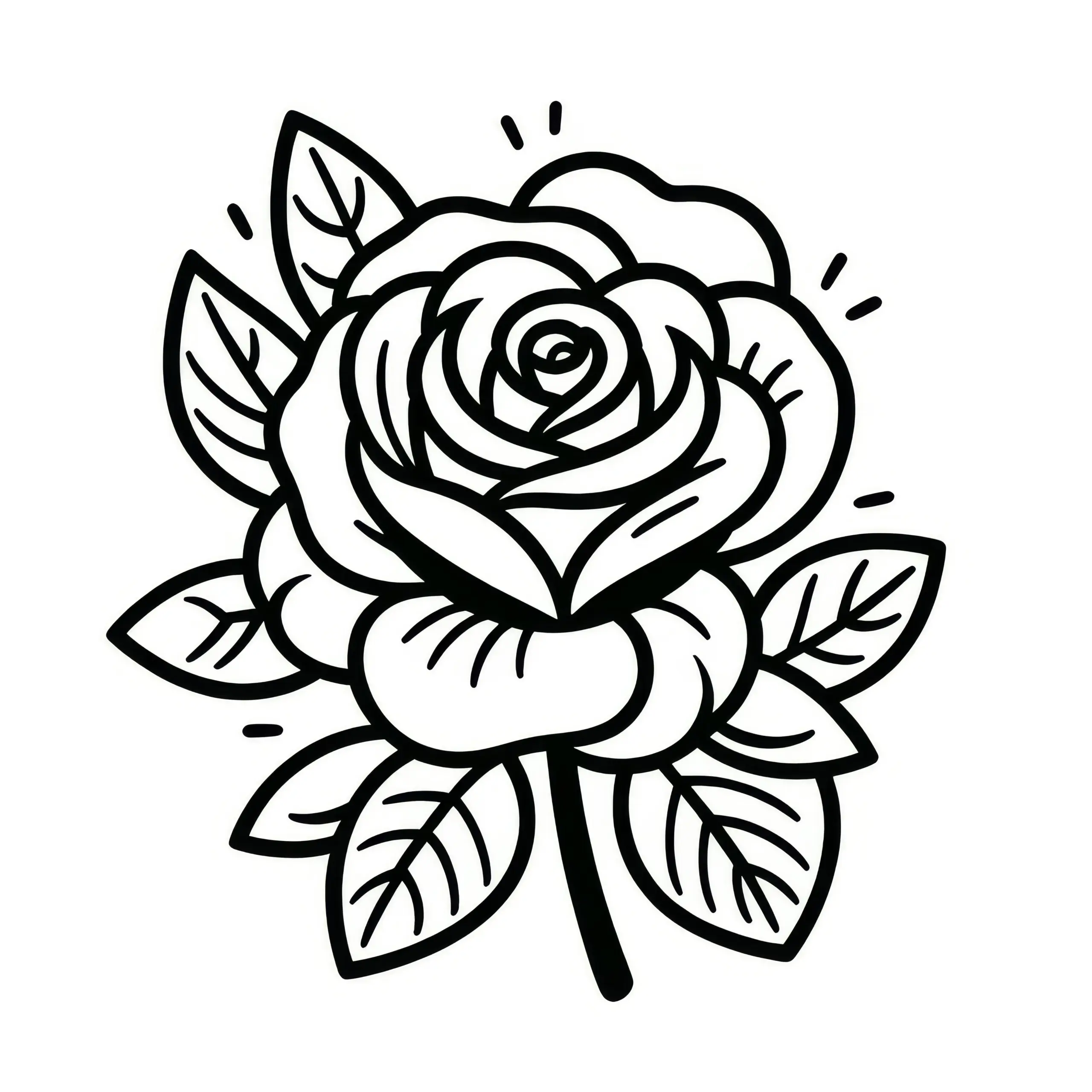 Rose: Schöne Malvorlage (Kostenlos) (Ausmalbild)