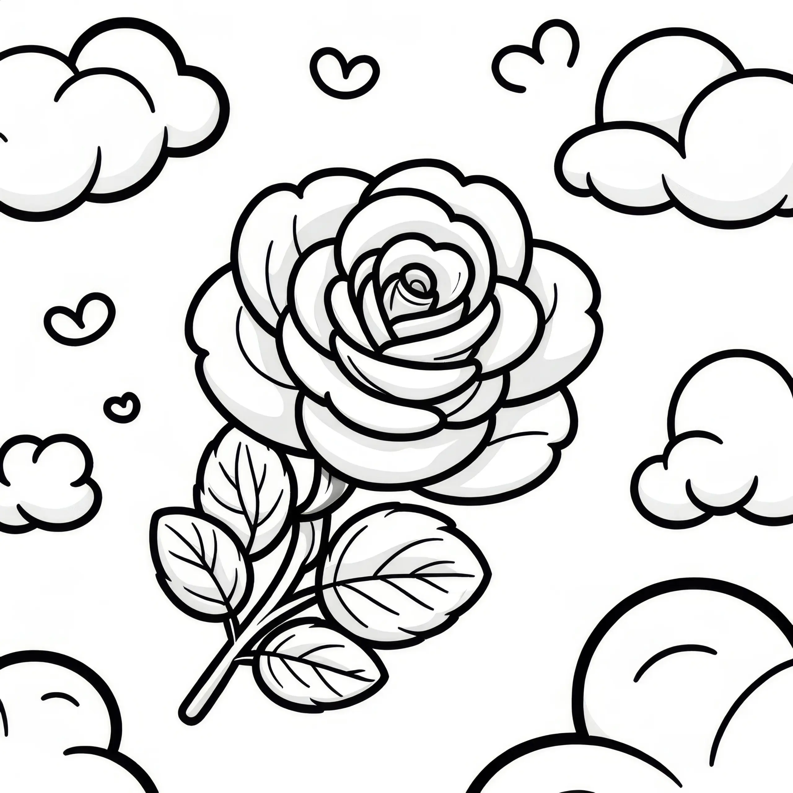 Eine Rose zwischen Wolken als Malvorlage (Gratis) (Ausmalbild)