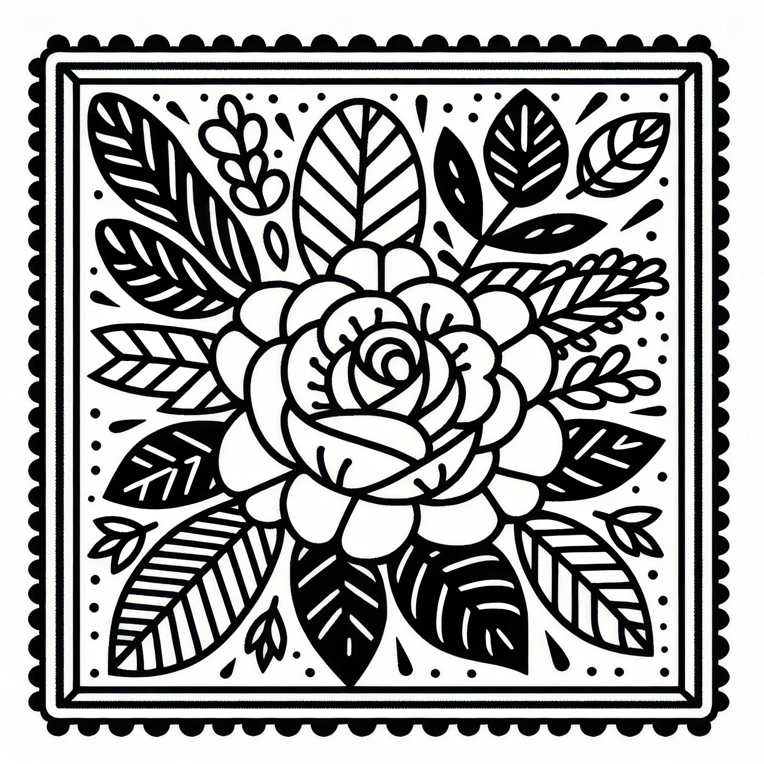 Rosenblüte zum Valentinstag: Einfache Malvorlage (Gratis) (Ausmalbild)