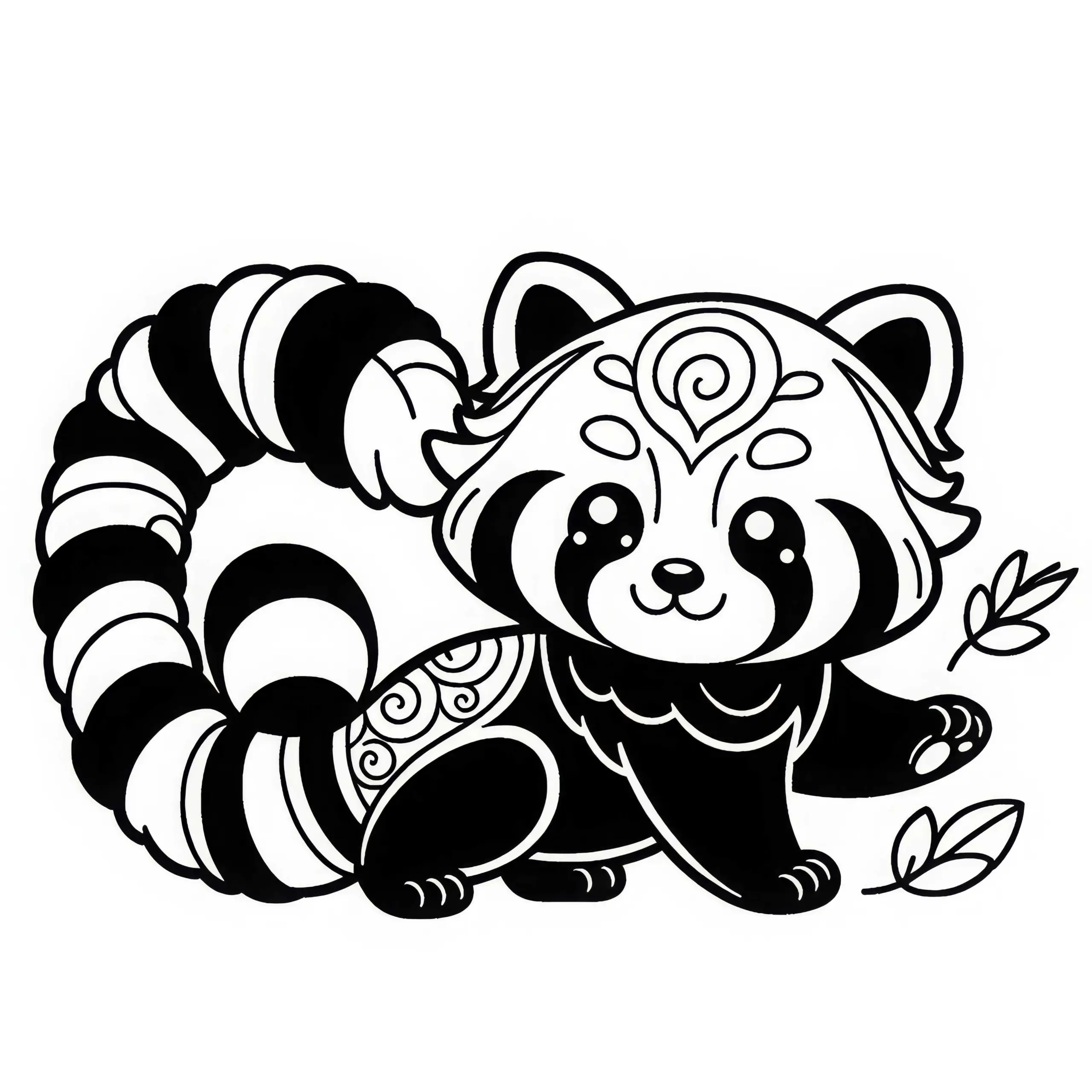 Ausmalbild eines roten Pandas – Kostenlos herunterladen und einfach ausmalen