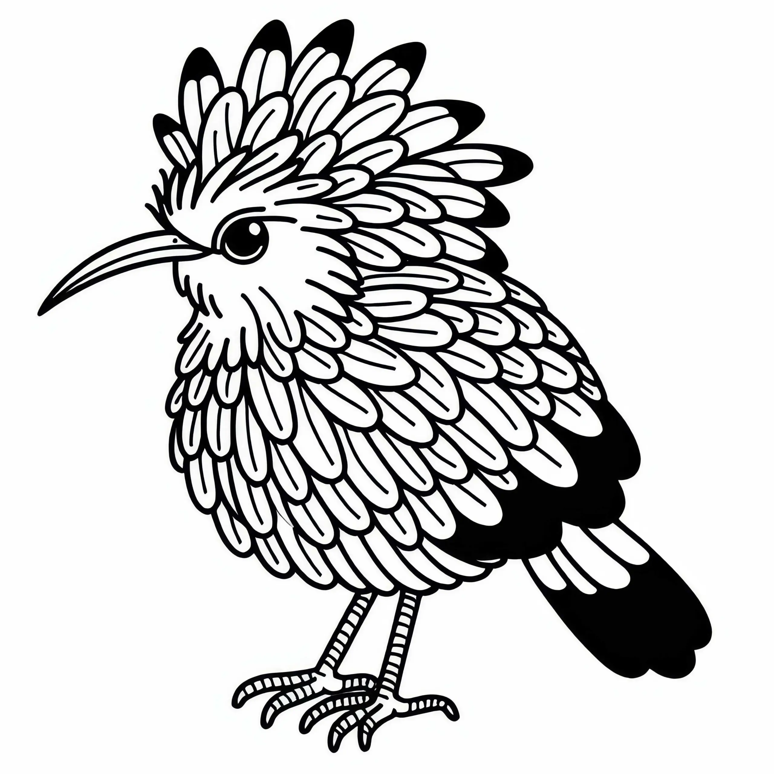 Rotfußkarakara – Red-Legged Seriema Vogel Malvorlage aus Südamerika kostenlos herunterladen (Ausmalbild)