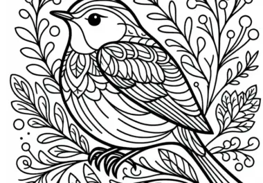 Rotkehlchen Malvorlage für Vögel – Kostenloser Download