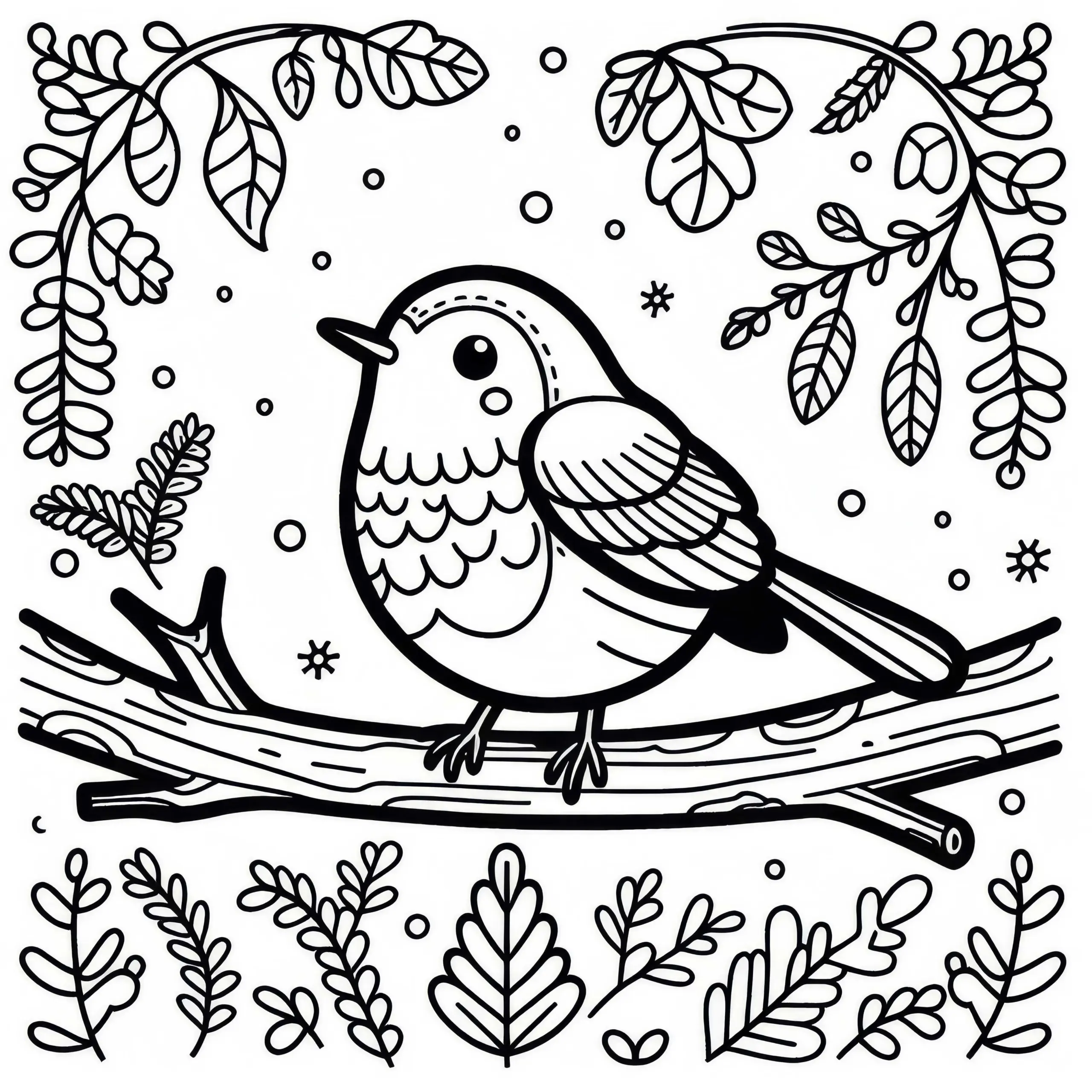 Rotkehlchen Vogel Europa Malvorlage Kostenlos (Ausmalbild)