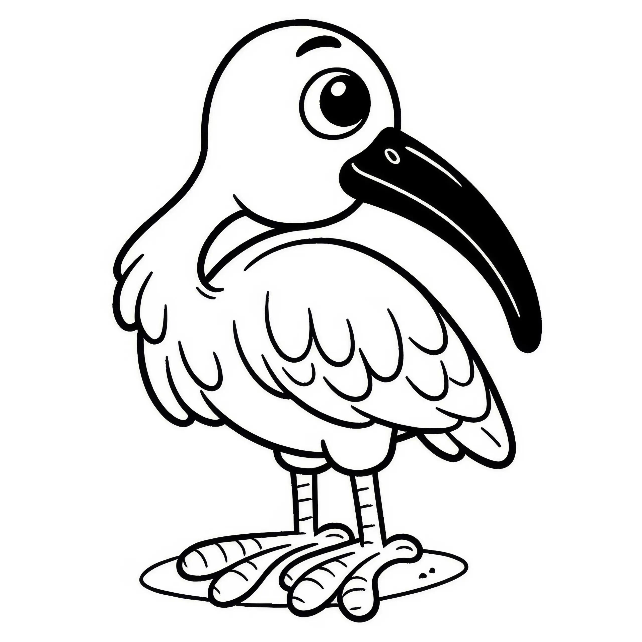 Rotkopfibis – Ausmalbild eines roten Naped Ibises aus Asien kostenlos herunterladen