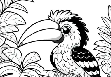 Rotschnabeltok – Red Billed Hornbill Vogel aus Afrika als Ausmalbild