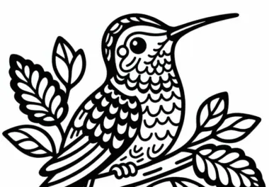 Ruby-throated Hummingbird – Ausmalbild für Vogel-Fans aus Nordamerika