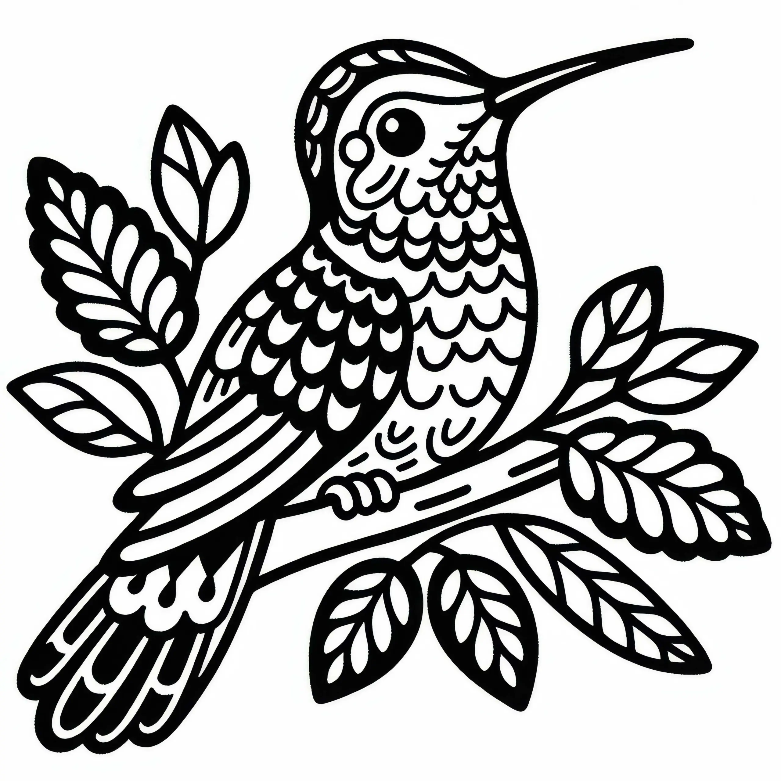 Ruby-throated Hummingbird – Ausmalbild für Vogel-Fans aus Nordamerika