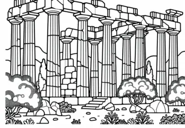 Entdecke das Ausmalbild einer historischen Ruine