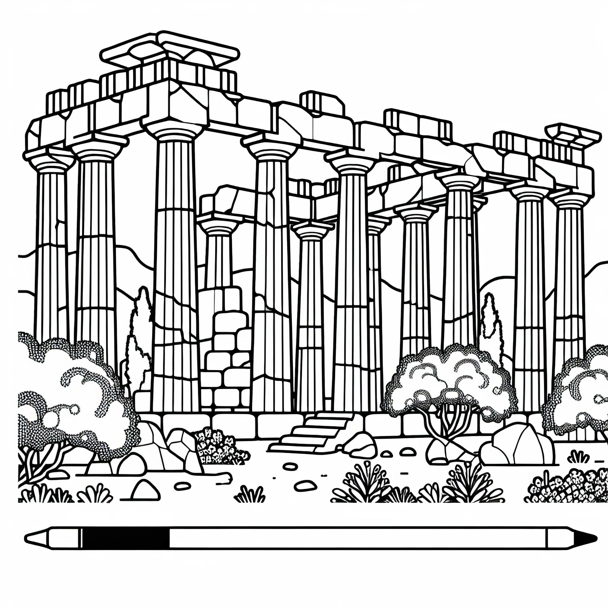 Entdecke das Ausmalbild einer historischen Ruine