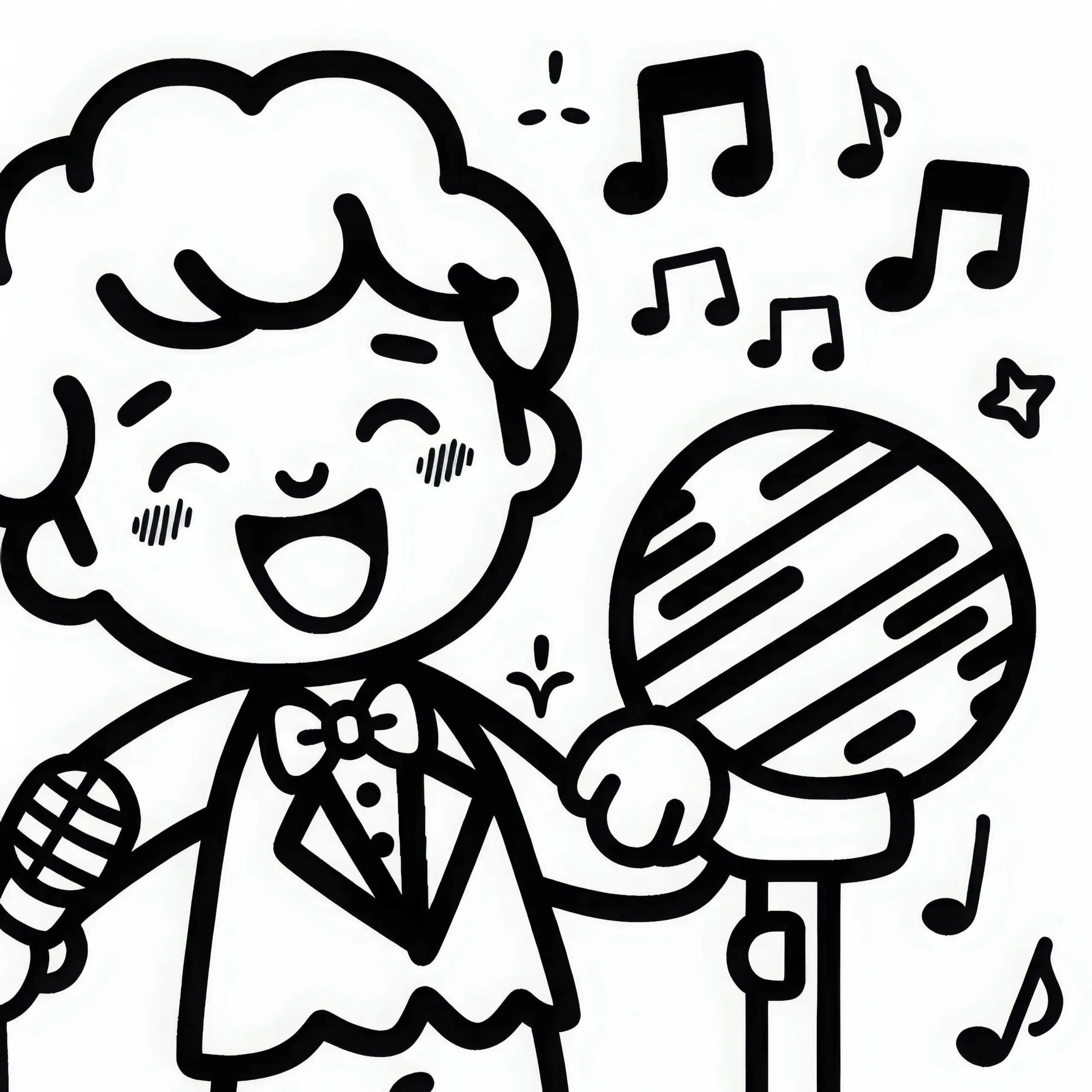 Ausmalbild für Sänger – Einfache Malvorlage zum Ausdrucken und Gratis-Download