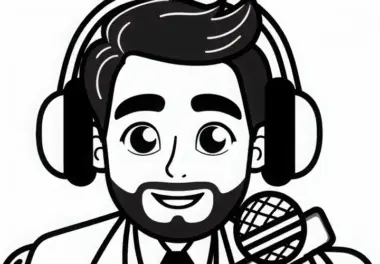 Sänger mit Kopfhörern bei Interview – Malvorlage kostenlos