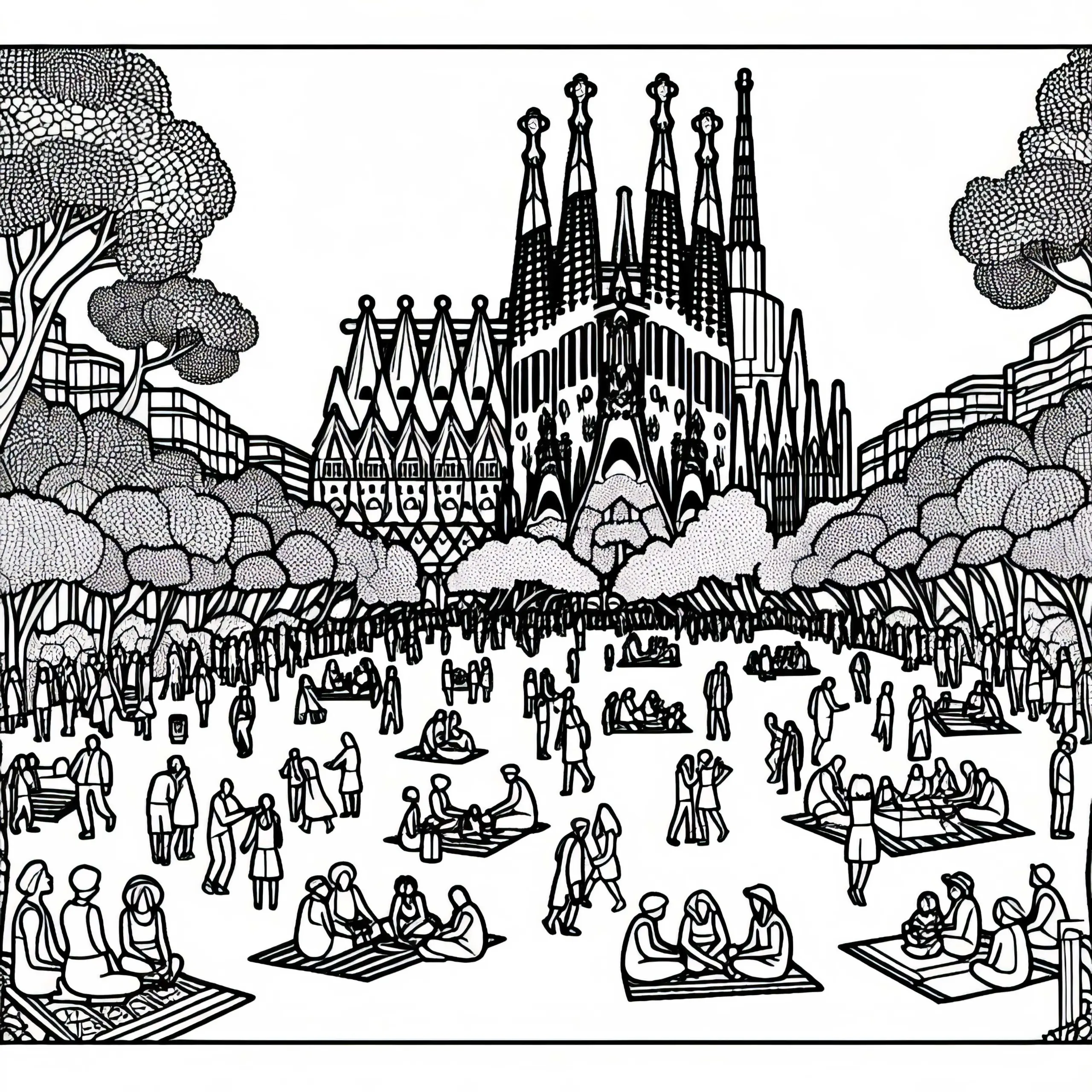 Sagrada Familia Barcelona Ausmalbild Europa Kostenlos