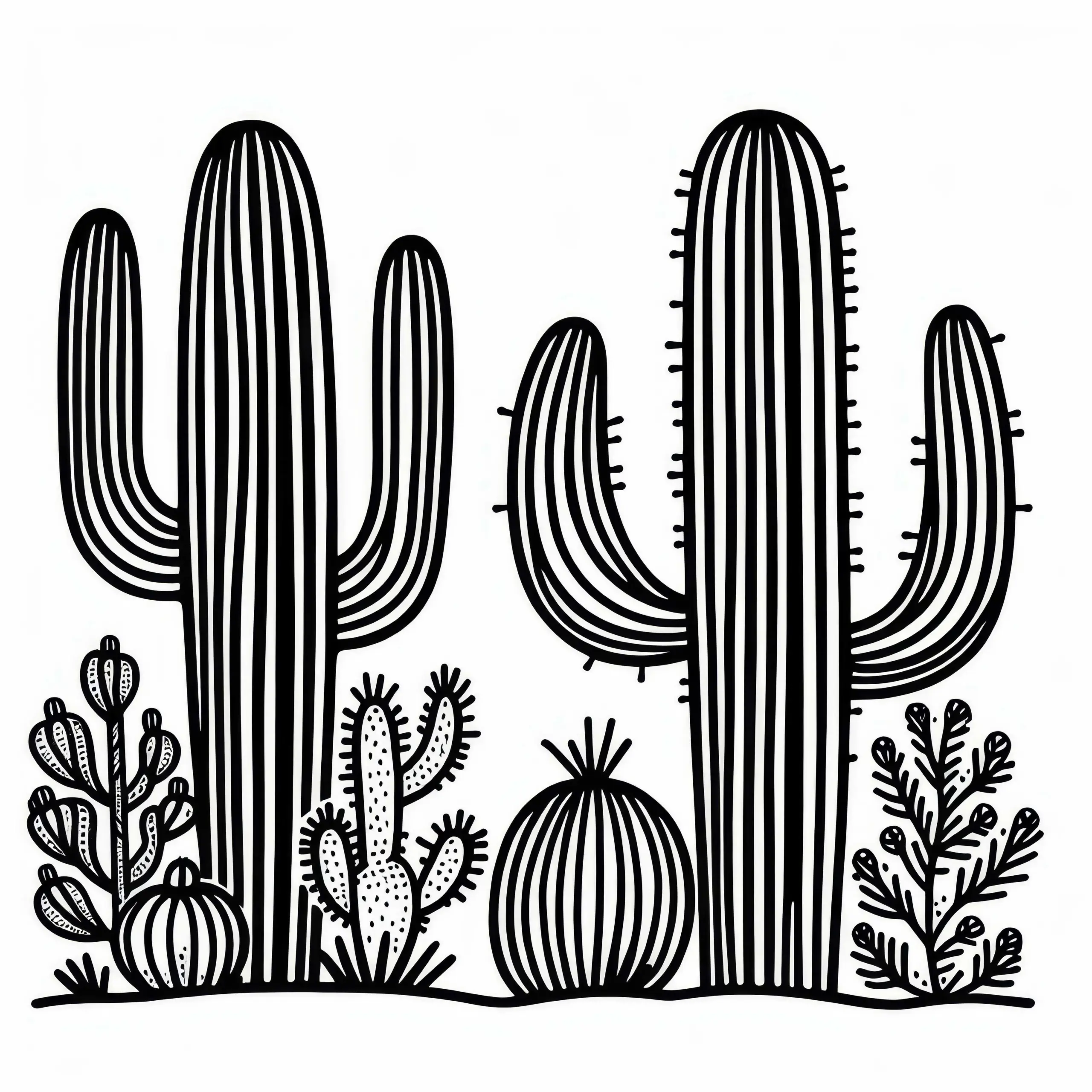 Saguaro Malvorlage Kostenlos (Ausmalbild)