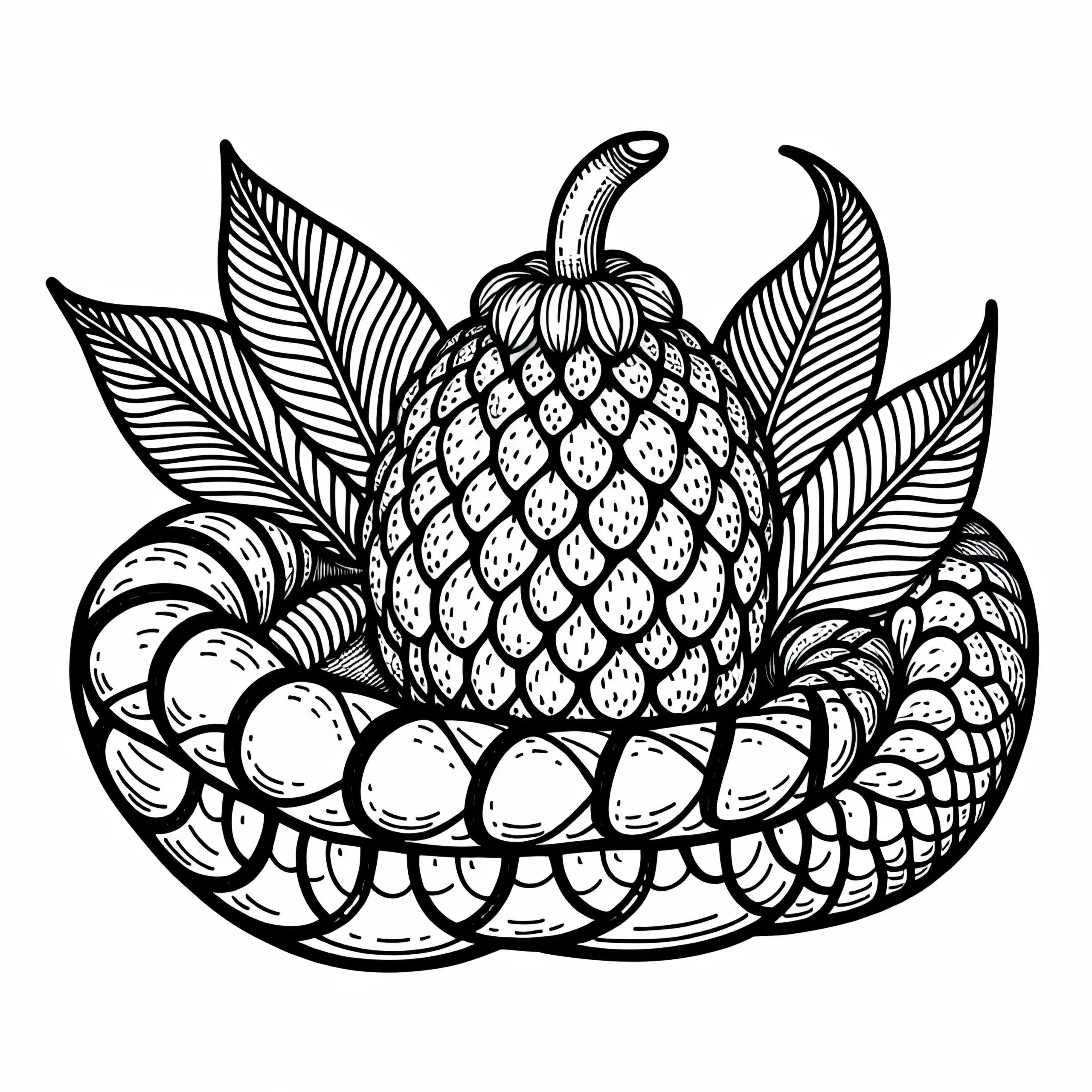 Salak – Schlangenfrucht Malvorlage Kostenlos (Ausmalbild)