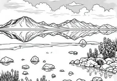 Ausmalbild von der Salzebene Salar de Uyuni in Bolivien – Kostenloses Ausmalvergnügen für Südamerika-Fans