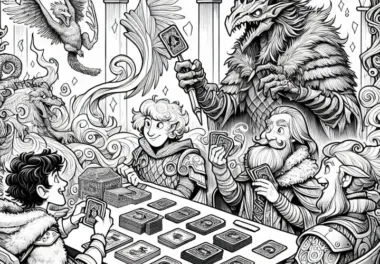 Sammelkartenspiel Turnier mit Fantasiefiguren Malvorlage für Jungs ab zwölf – Gratis