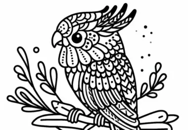 Scharlachroter Rosella: Ausmalbild eines Crimson Rosella Vogels aus Australien und Ozeanien kostenlos herunterladen