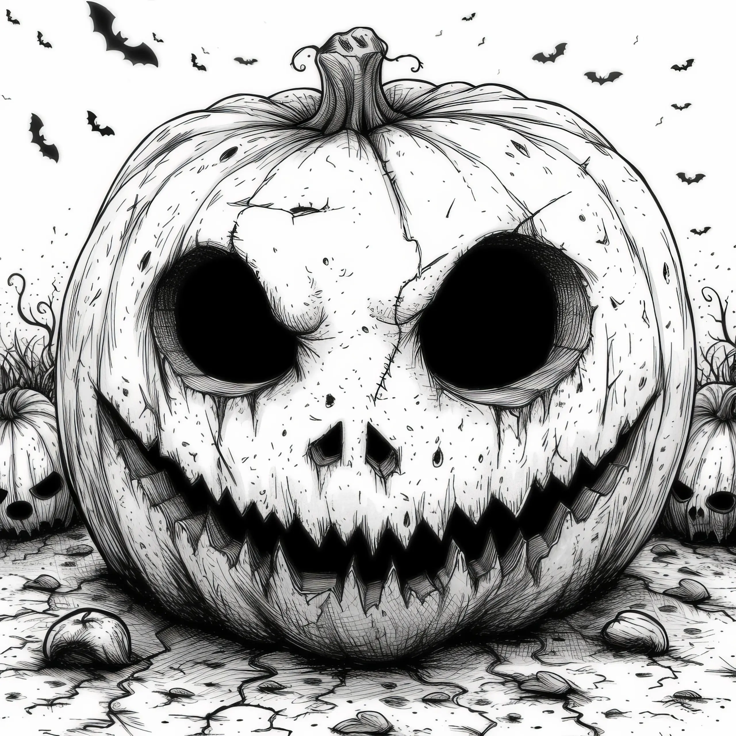 Schauriger Halloween Kürbis: Kostenlose Malvorlage (Ausmalbild)
