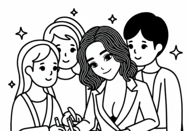 Schauspielerin, die Autogramme an Fans verteilt – Malvorlage kostenlos