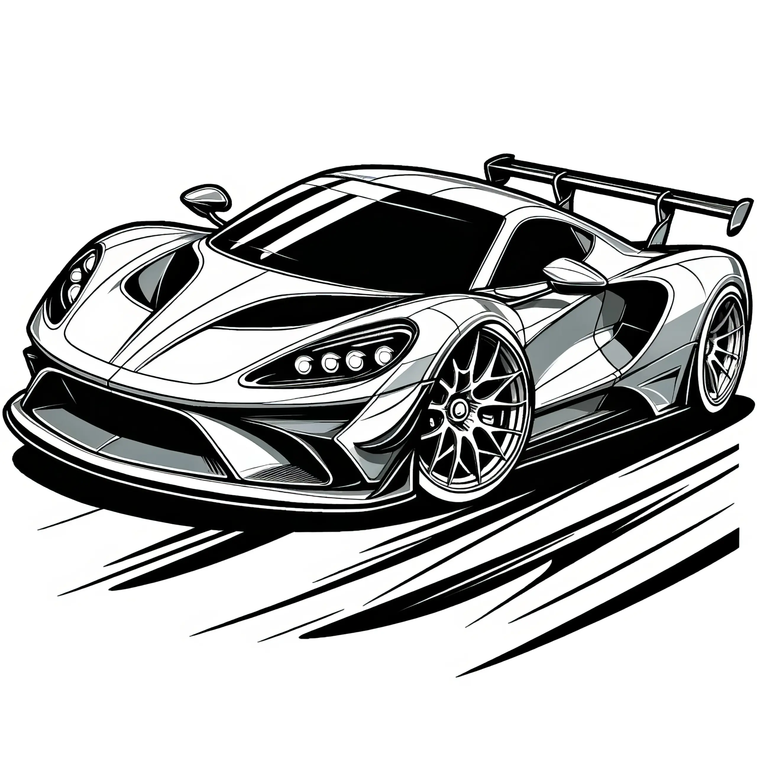 Schickes Sportauto: Dein Rennwagen zum Ausmalen (Kostenlose Malvorlage) (Ausmalbild)