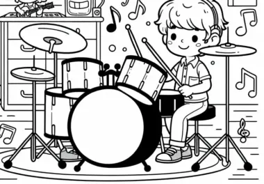 Schlagzeug spielen: Ausmalvorlage für dein musikalisches Hobby kostenlos