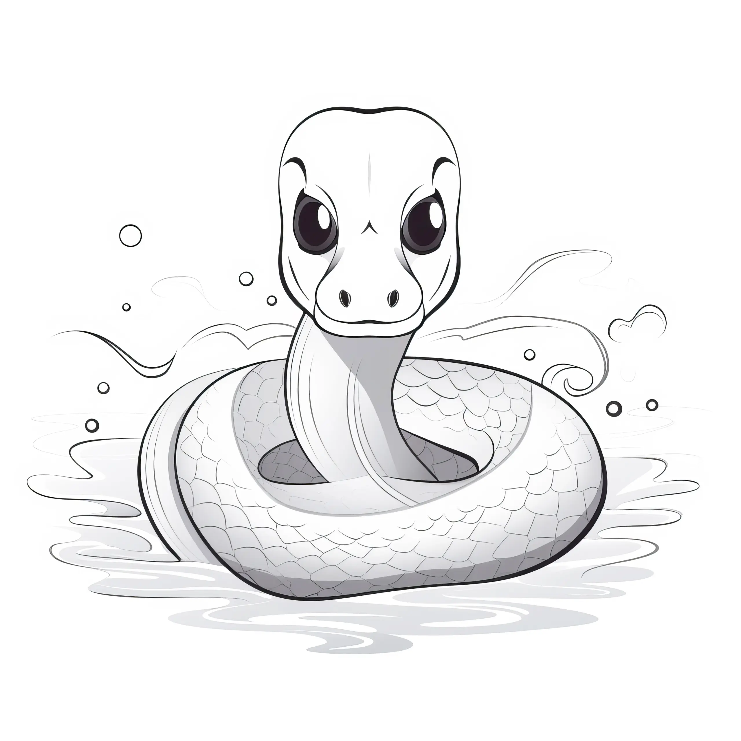 Schlange im Wasser: Malvorlage zum Download (Gratis) (Ausmalbild)