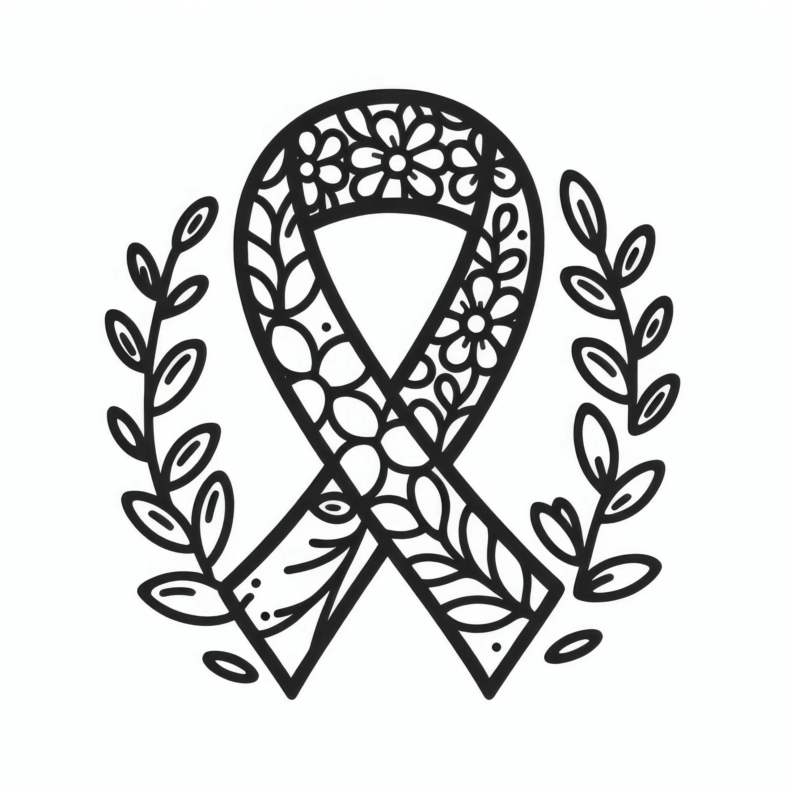 Schleife mit floralen Mustern verziert: Frauentag Malvorlage (Kostenlos) (Ausmalbild)