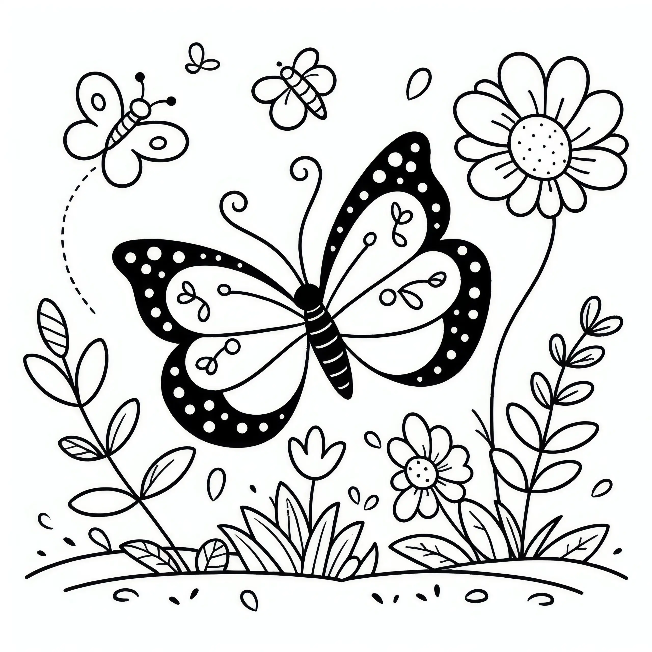 Schmetterling im Frühling: kostenloses Ausmalbild