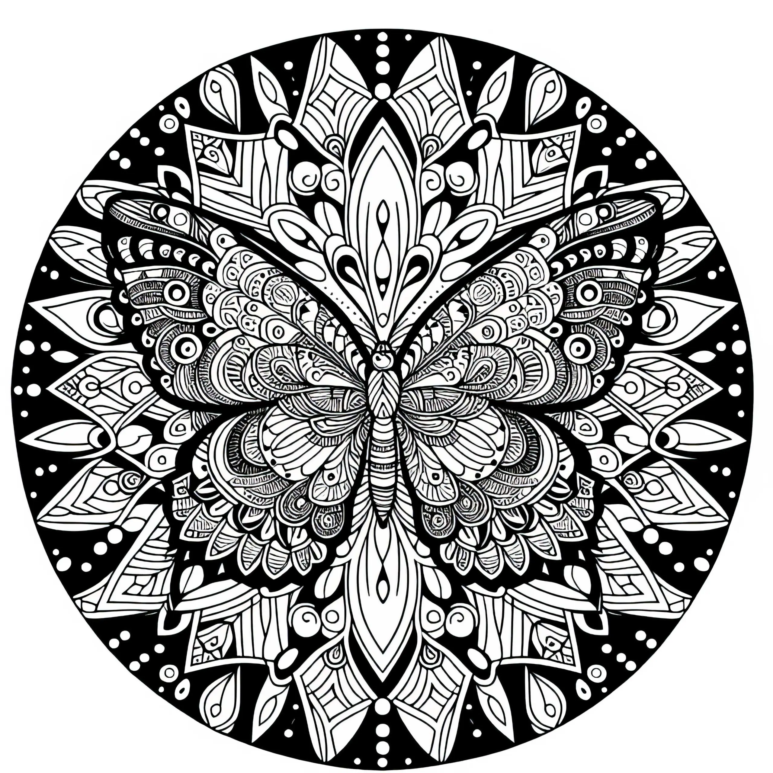 Schmetterling Mandala Malvorlage Kostenlos (Ausmalbild)