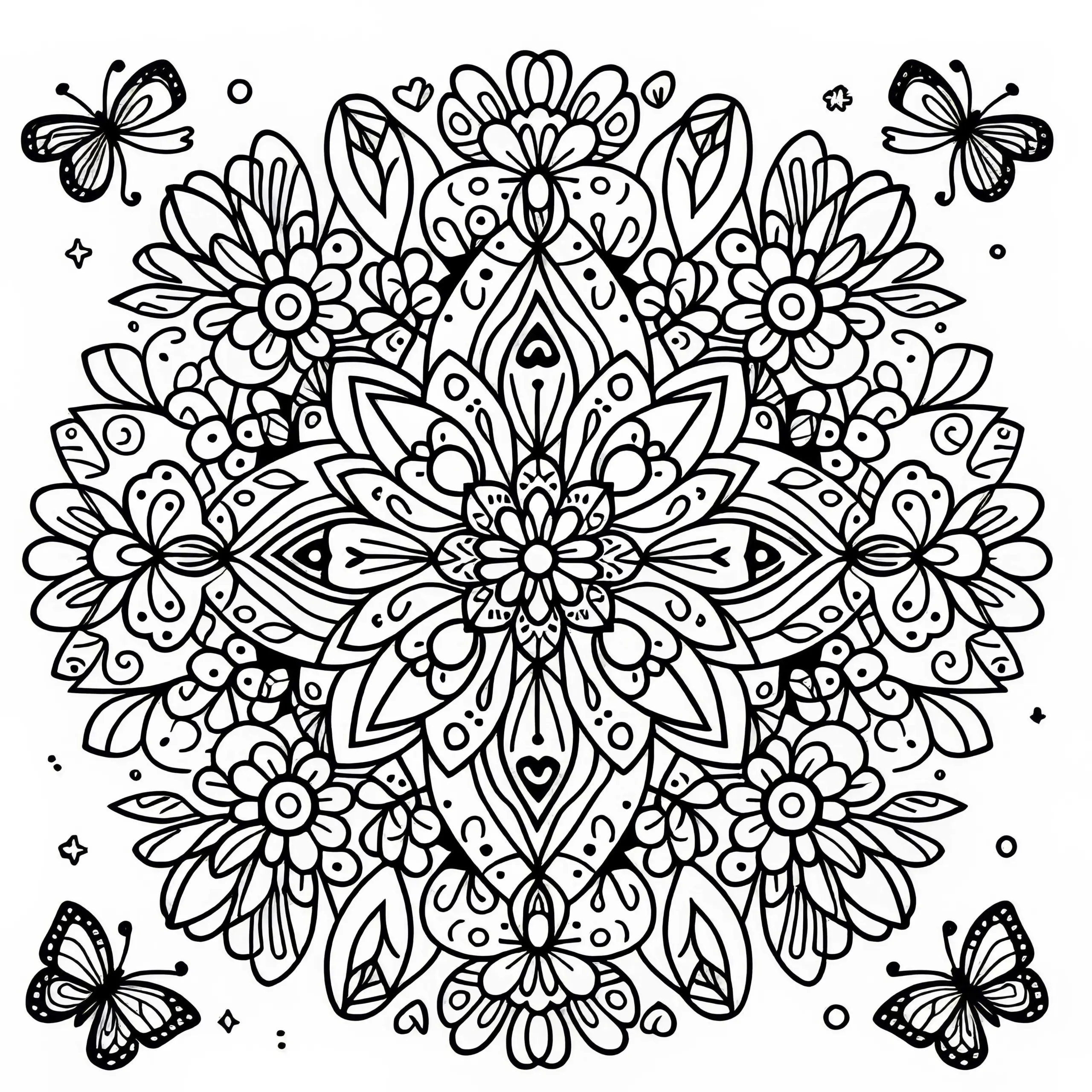 Schmetterlings-Mandala-Malvorlage für den Sommer – Kostenlos (Ausmalbild)