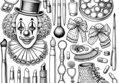 Schminkset eines Clowns – Ausmalbild für kreative Köpfe