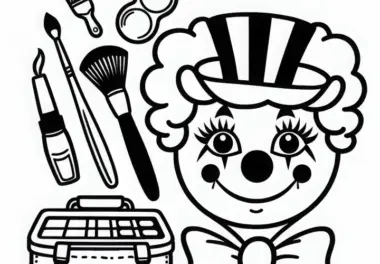 Schminkset eines Clowns Malvorlage einfach gratis