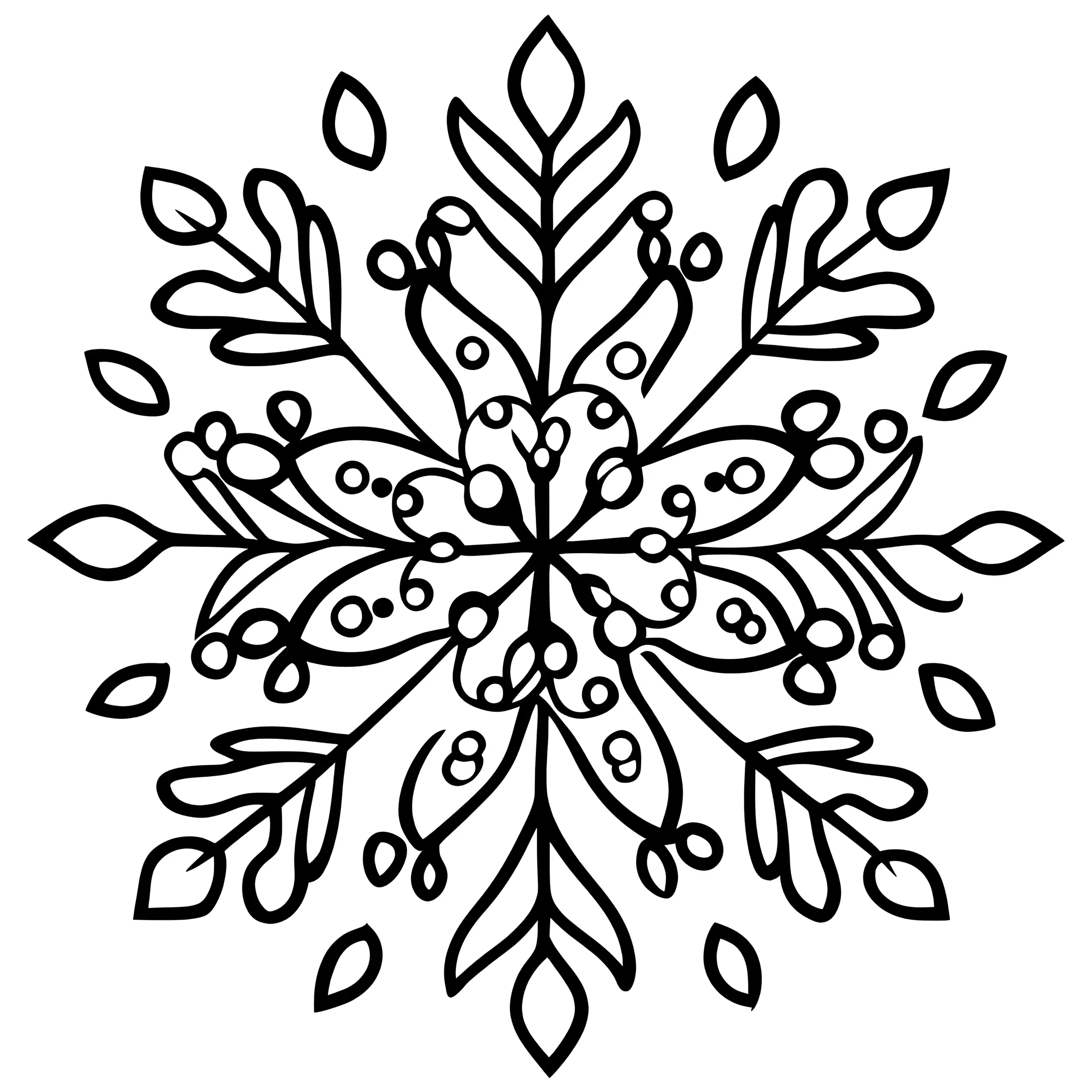 Schneeflocke als einfaches & verspieltes Ausmalbild für Kinder
