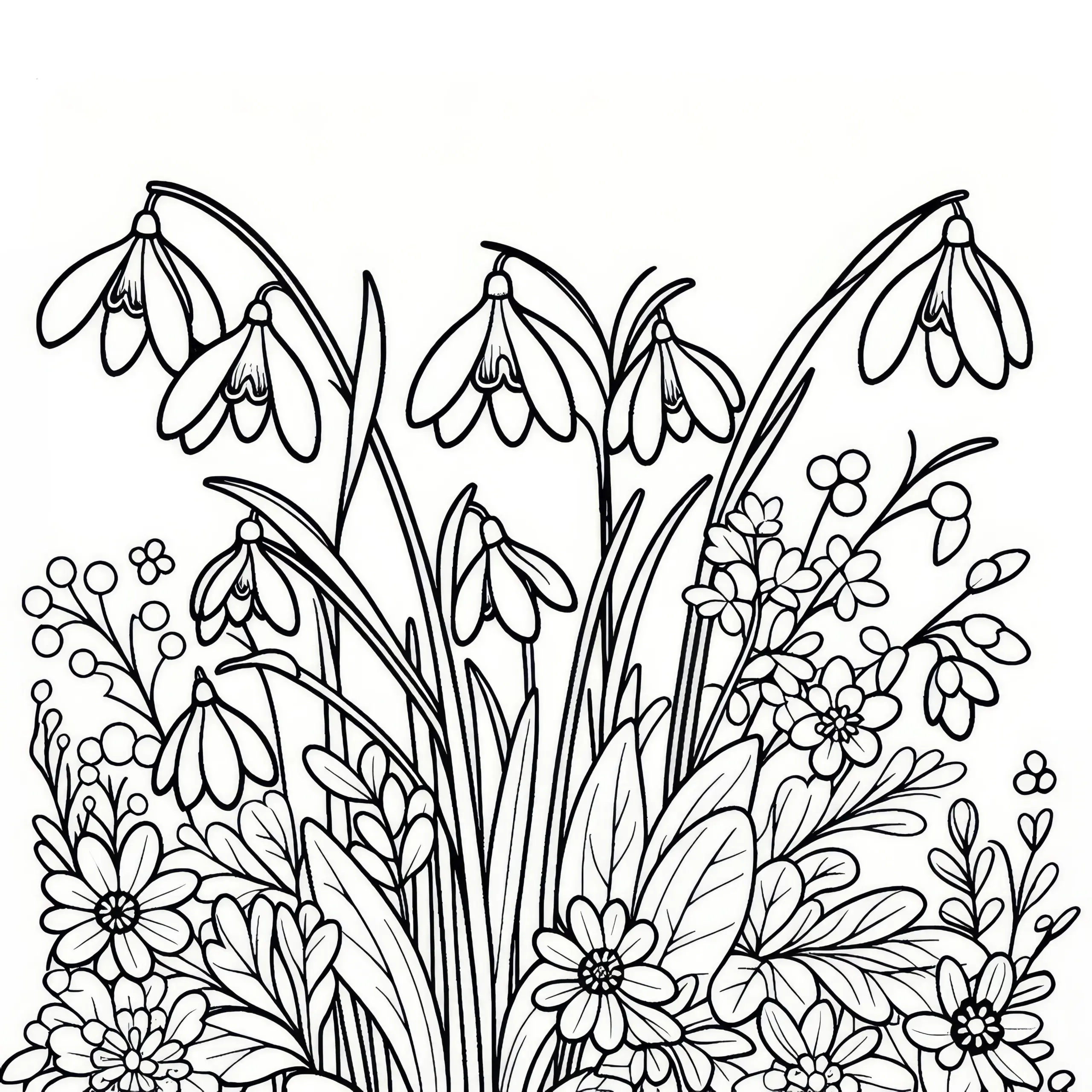 Schneeglöckchen: Frühlingsblume als Ausmalbild