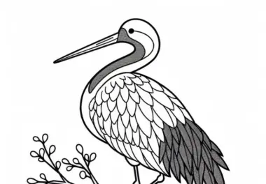 Schneekranich – Vogel aus Asien als kostenloses Ausmalbild