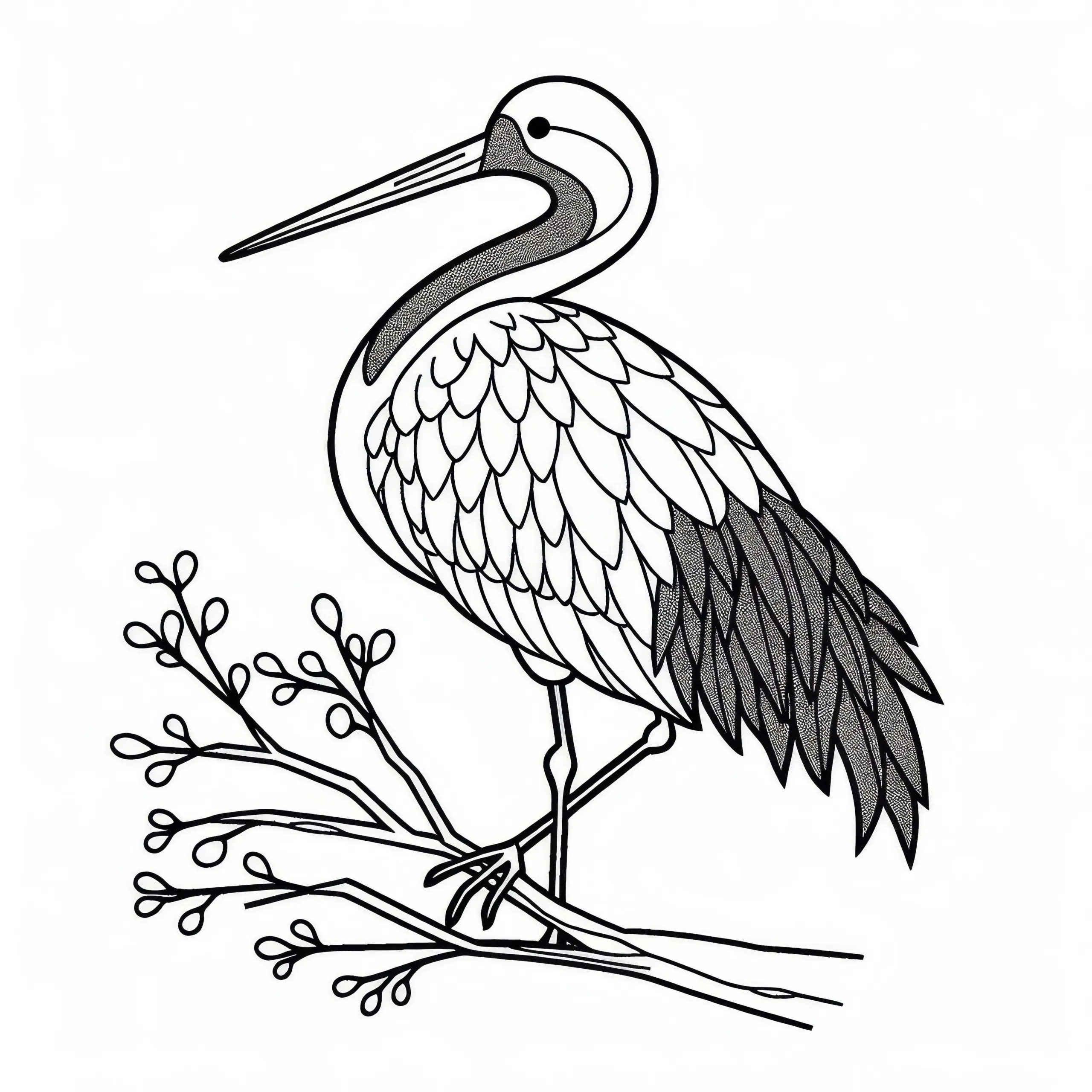 Schneekranich – Vogel aus Asien als kostenloses Ausmalbild