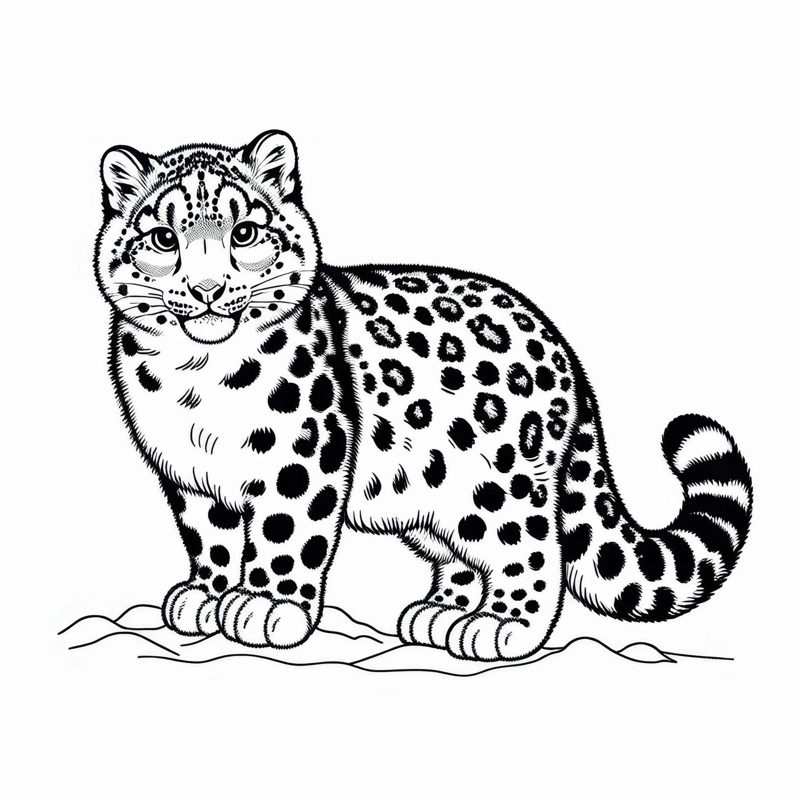 Schneeleopard Ausmalbild – Raubkatze Kostenlos
