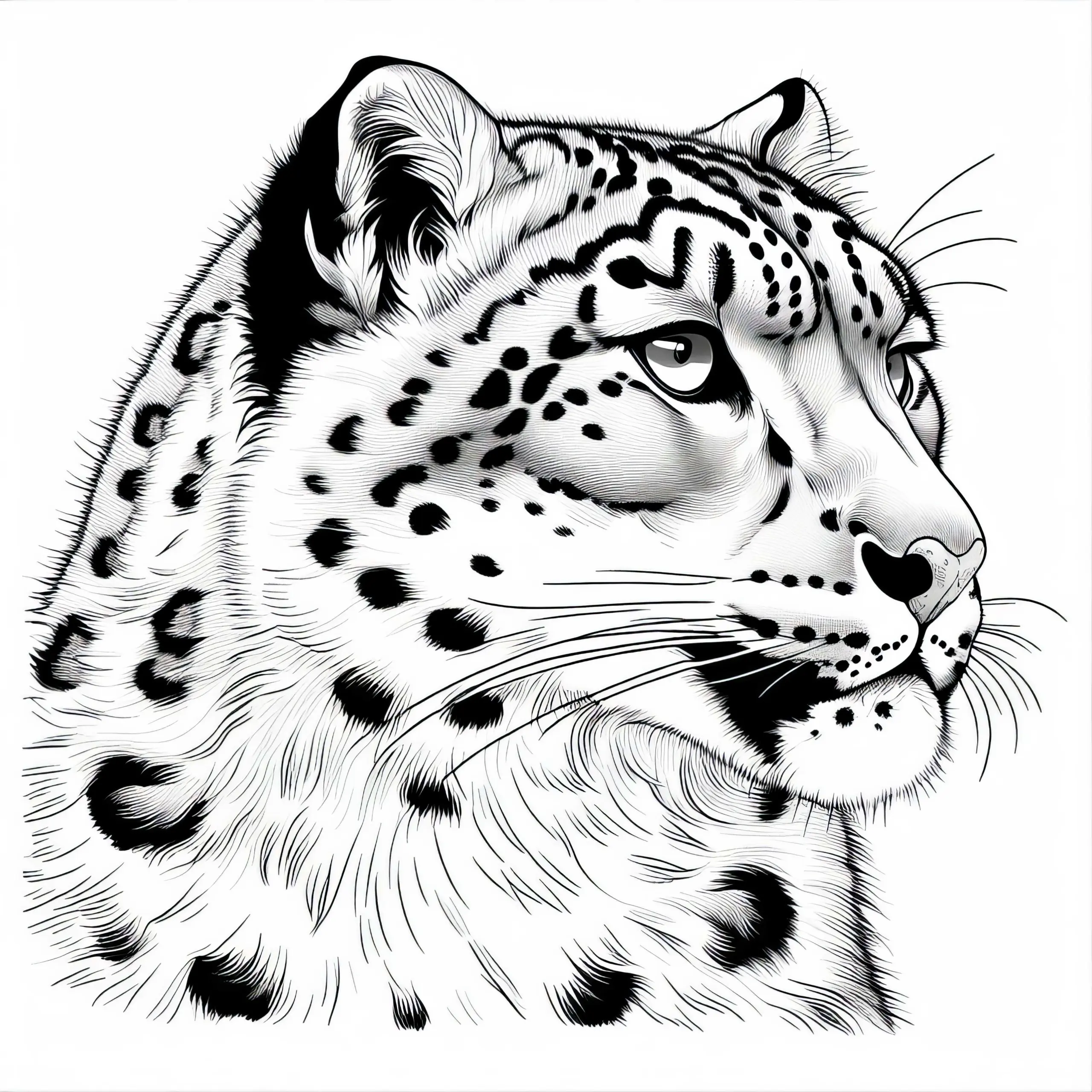 Schneeleopard Malvorlage – Gratis Download (Ausmalbild)