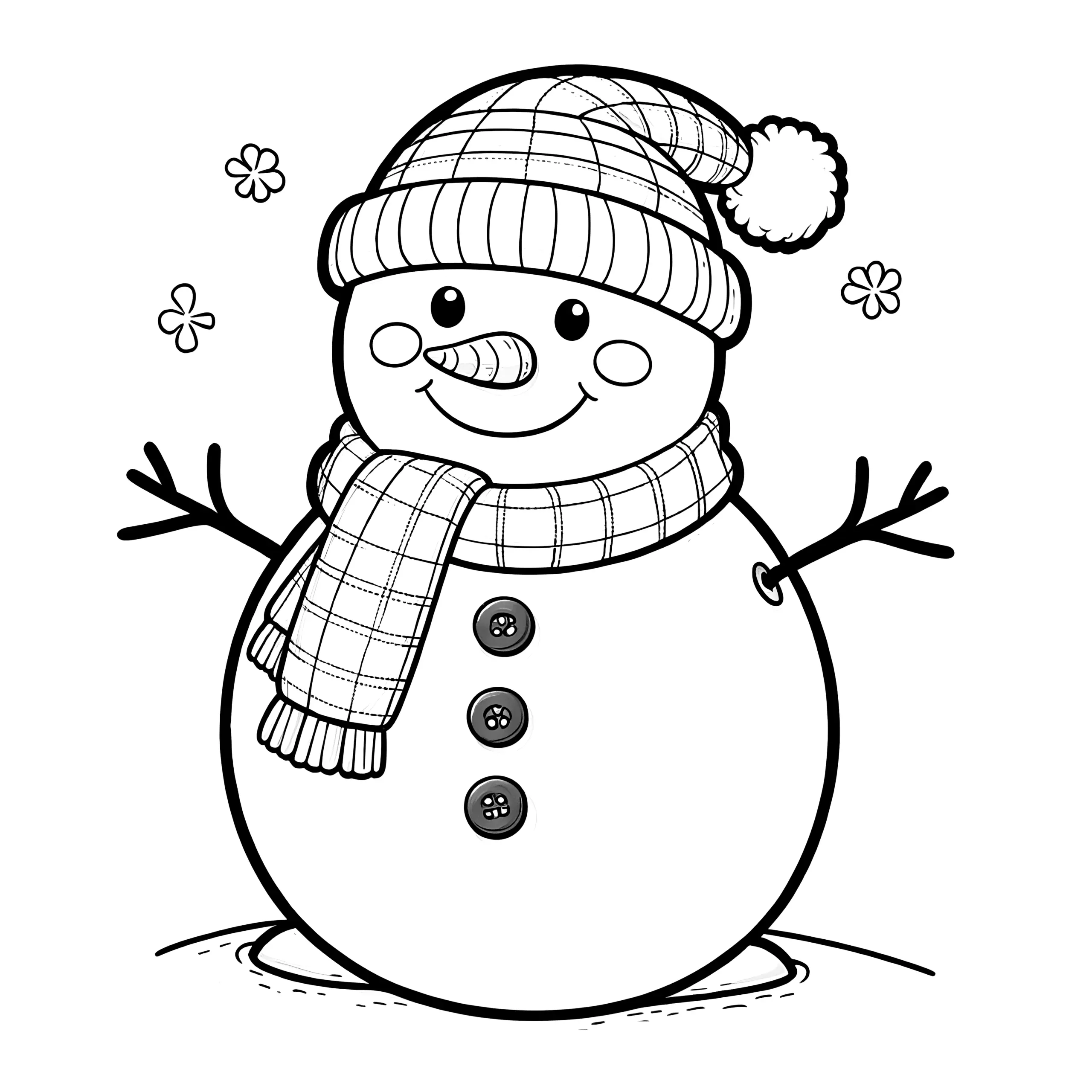Schneemann: Ausmalbild für Grundschule & Kindergarten