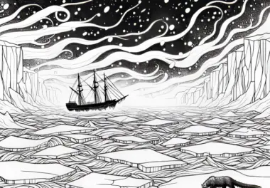 Polarregion-Ausmalbilder: Landschaftsmotive ausmalen
