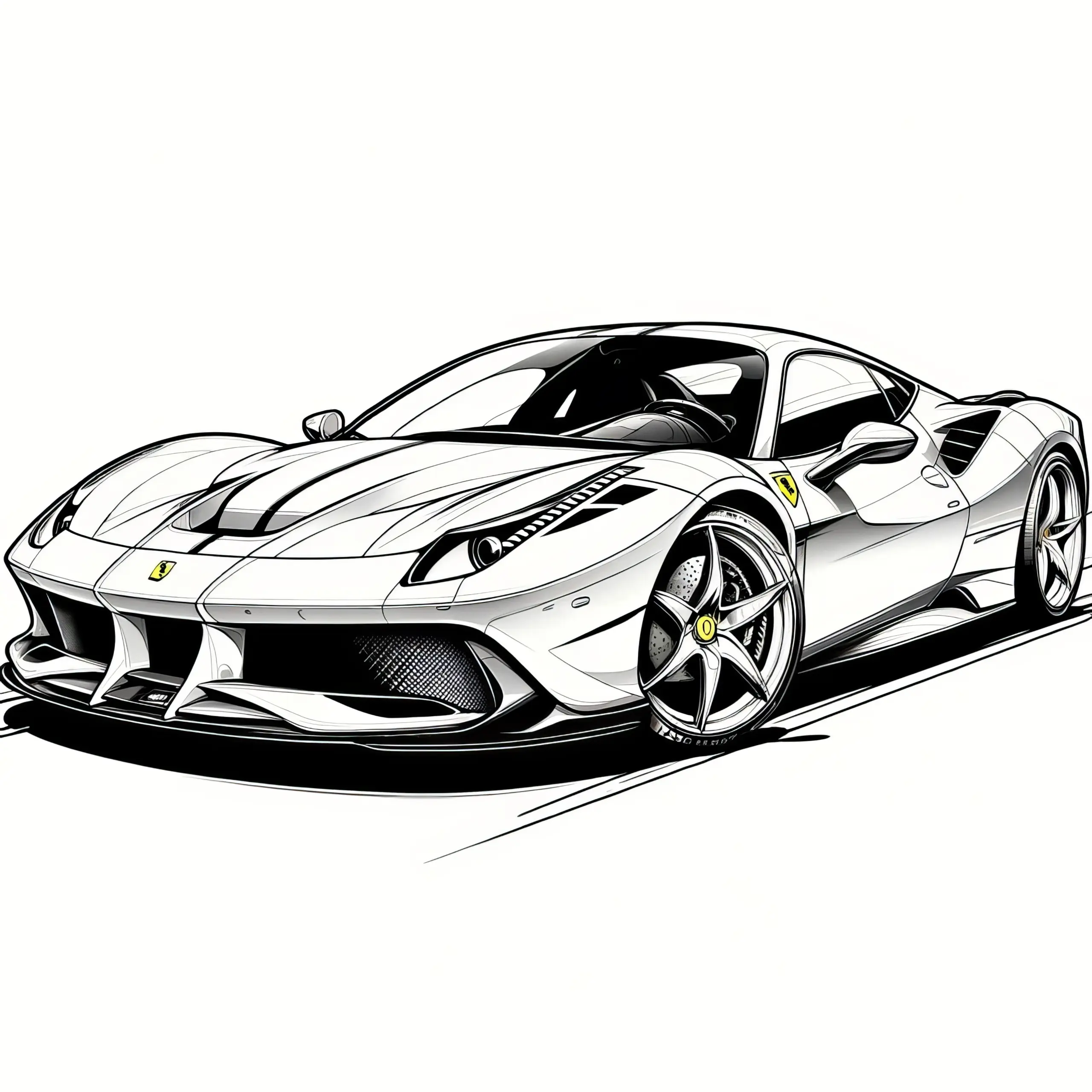 Schnelles Sportauto: Ausmalbild zum Herunterladen (Gratis)