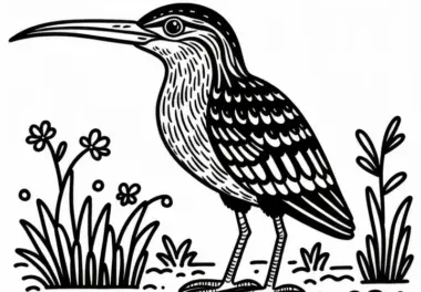 Schnepfenralle und Sunbittern: Vogel-Malvorlage aus Südamerika