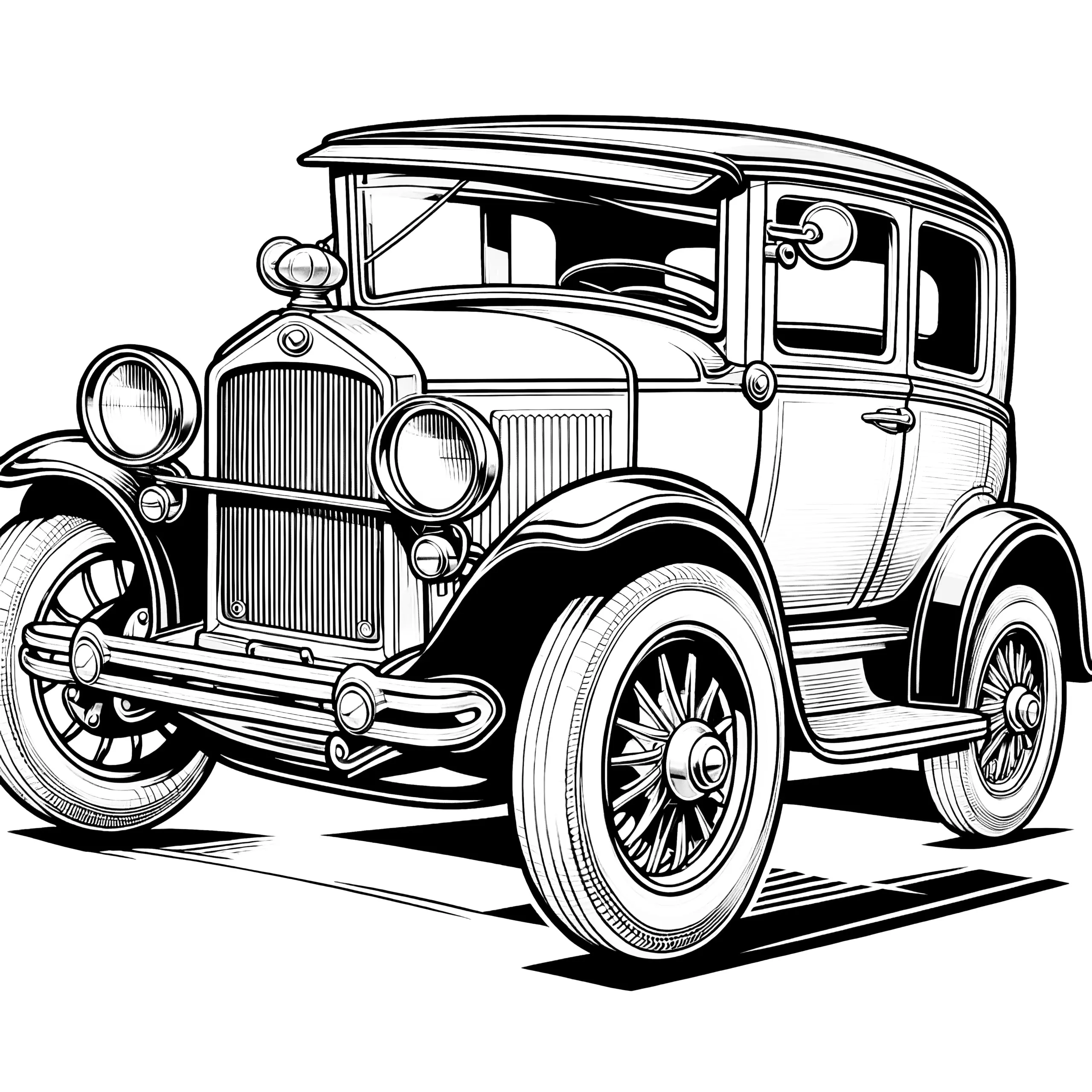 Schöner Oldtimer zum Ausmalen: Ausmalbild zum Download (Gratis)